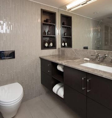 Modernized Marble Bathroom emperador grey marble bathroom